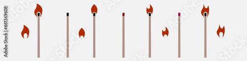 Flame of fire and burning matches