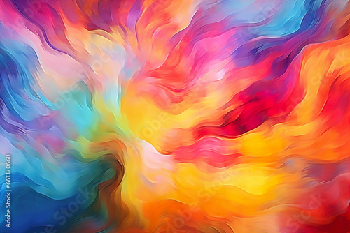 Painted psychedelic very colorful, rainbow colored ink splash background wallpaper with Generative AI