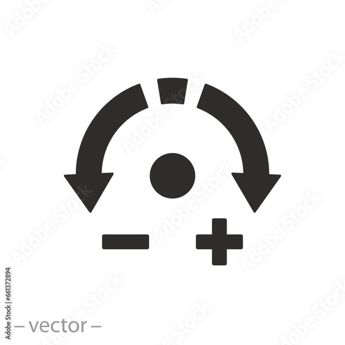 increase or decrease icon, adjust more less, rotate left right, plus or minus rotation, flat symbol - vector illustration