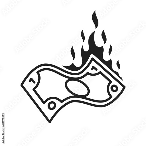 Burning dollar banknote vector illustration