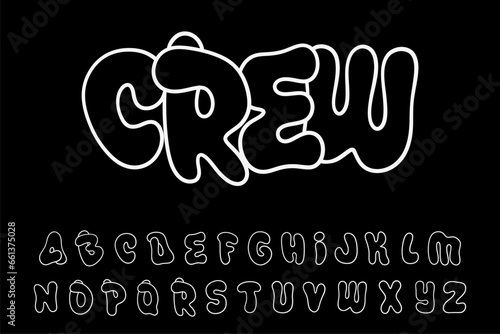 Alphabet Street Wear Black White Line Graffiti Cartoon Vector