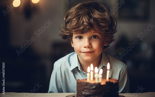 Little boy blowing out cand...