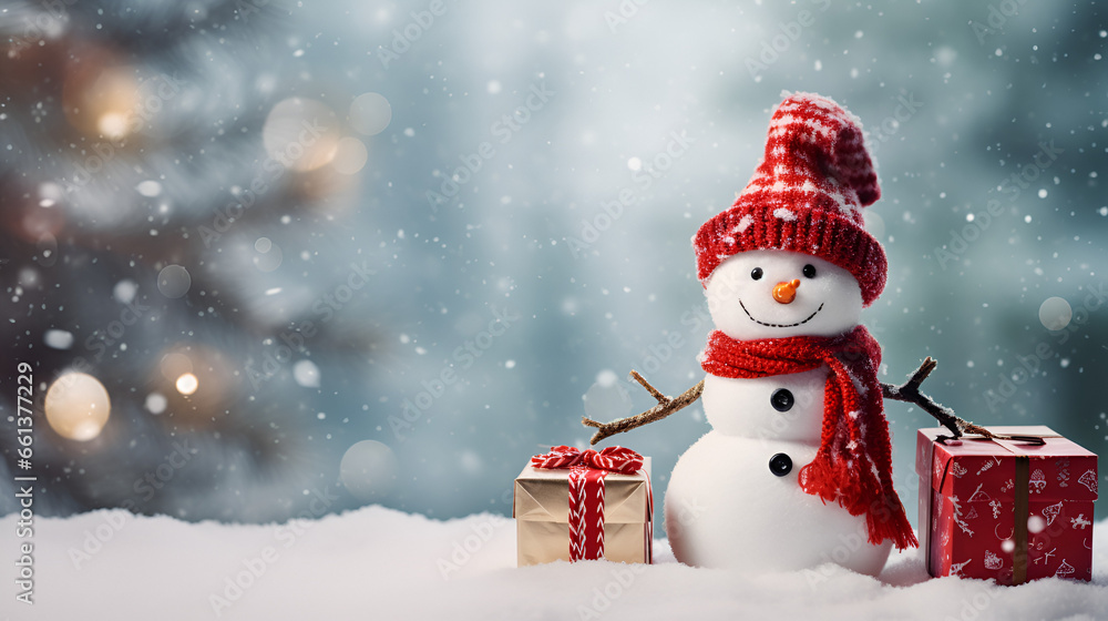 snowman with red hat
