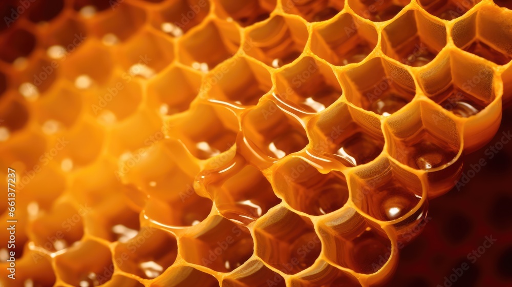 Honeycomb with leaking transparent honey