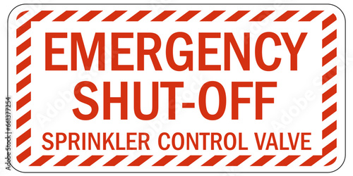 Water shut off sign and labels