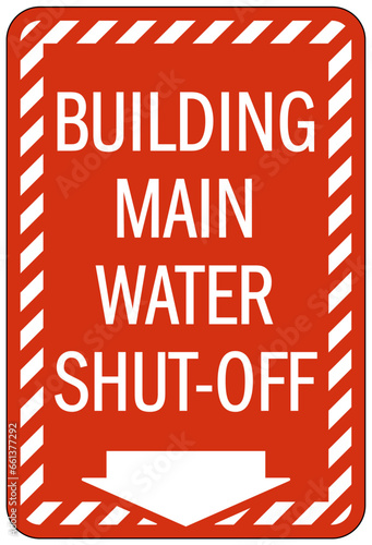 Water shut off sign and labels
