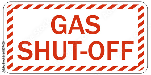 Gas shut off sign and labels