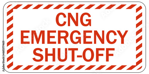Gas shut off sign and labels cng emergency shut off