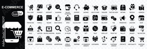 E-Commerce icons set. Online shopping icons for web and mobile app. Vector  illustration