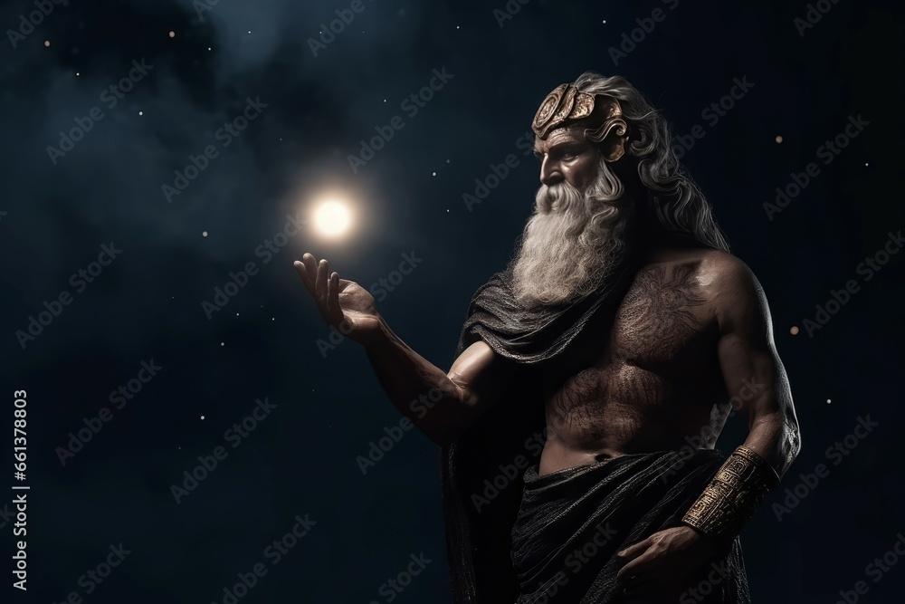 Greek god Erebus. Ancient muscular supernatural mythology god. Generate ai