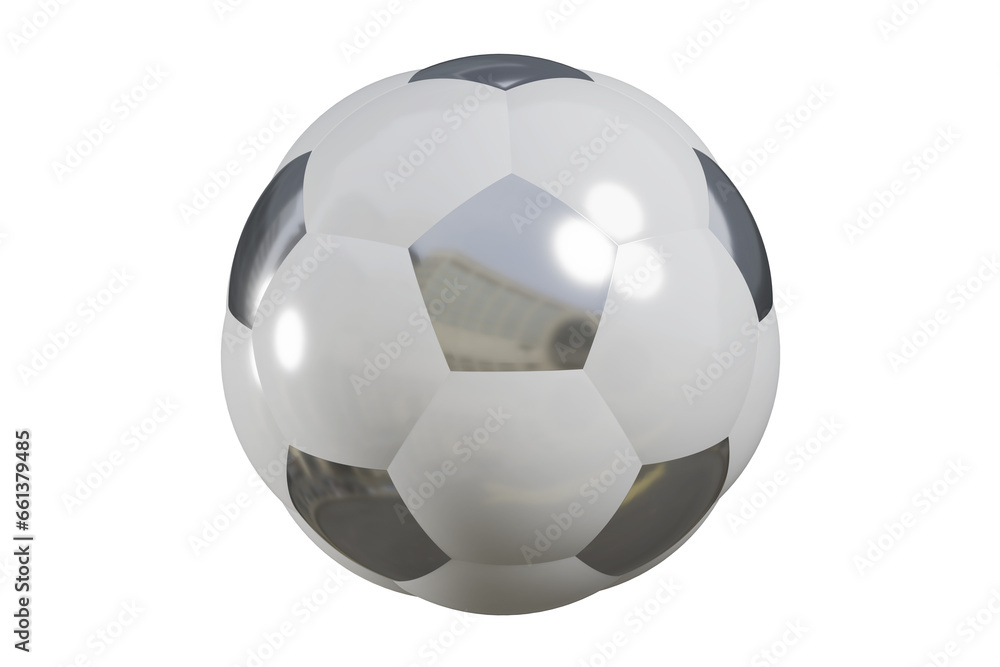 Naklejka premium Soccer ball. Realistic football ball. Football silver trophy or award. Classic colors. 3d rendering