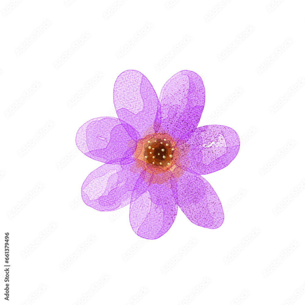 Fototapeta premium purple mini flower watercolor png isolated transparent background