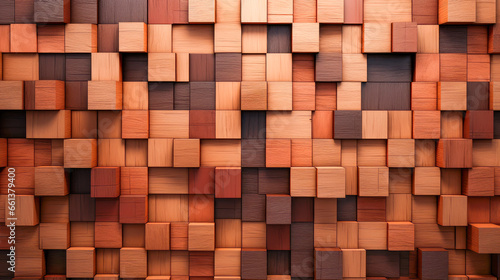 A wall of interlocking wooden blocks as a desktop background