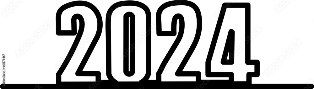 Year 2024, line drawing sketch