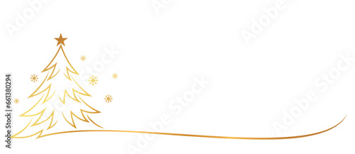 christmas tree with snowflake line art style. element vector eps 10