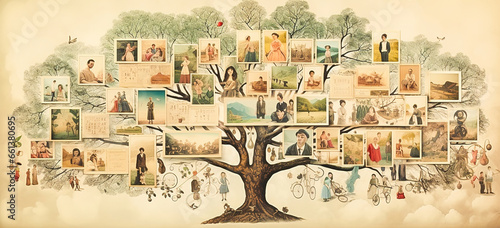 Family tree illustration, template for a mug.