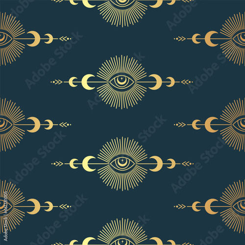 Halloween golden seamless pattern decoration concept magic illustration