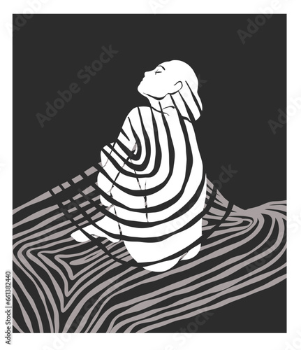 Hand drawn vector abstract graphic line art ,contemporary collection print with boho aesthetics female body graphic shapes.Fashion feminine concept design for wall decor,print,wallpaper,background.