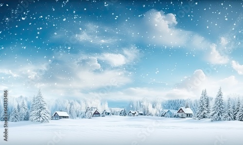 Wallpaper Mural Winter Scenery With Snow-covered Trees. Christmas background. Generative AI Torontodigital.ca