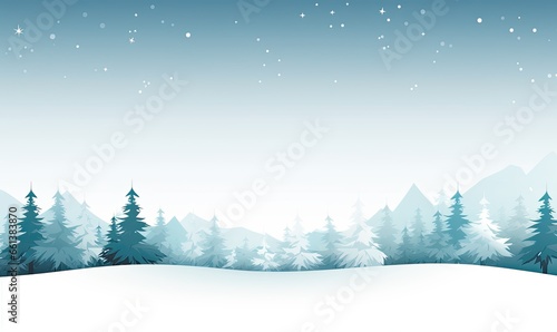 Winter Night Scenery With Snow-covered Trees. Blue tones. Christmas background. Generative AI © Gelpi