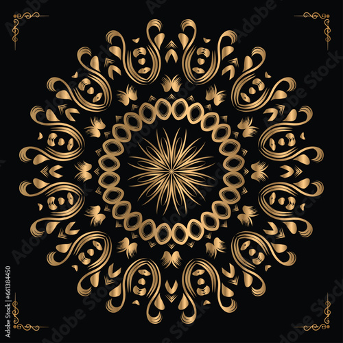 Luxury mandala design gold color Vetor	