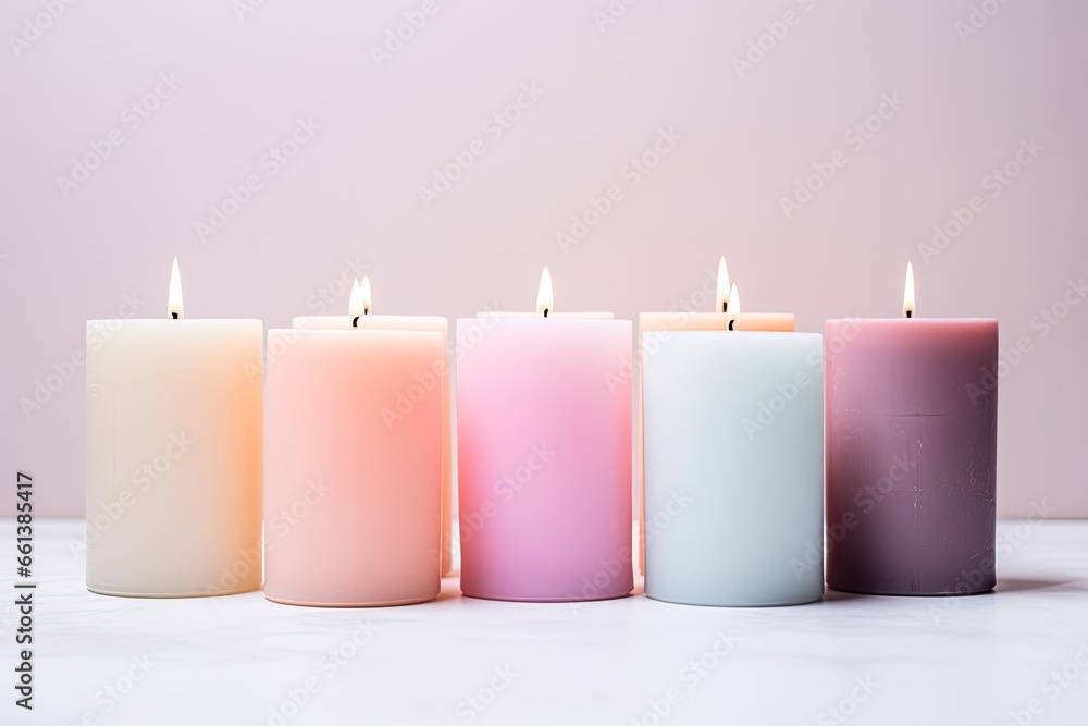 A set of beautiful candles with luminous flames that create a relaxing and stylish atmosphere. A set of beautiful candles with luminous flames that create a relaxing and stylish atmosphere.