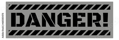 grey danger text sticker with construction line