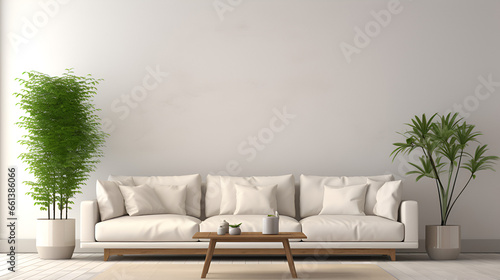 minimalistic living room with mock up of blank frames © Tendofyan