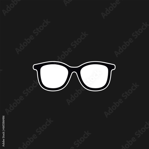 Doctors office filled monochrome logo. Vision correction. Eye exam. Glasses symbol. Design element. Created with artificial intelligence. Ai art for corporate branding, chemist shop, clinical lab