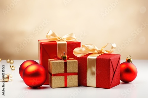 Christmas gift boxes on white background, Happy New Year