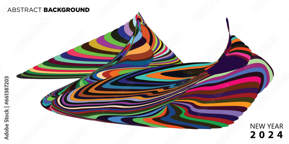 New year 2024 calendar cover and greeting card banner design with colorful abstract fluid background New year 2024 calendar cover and greeting card banner design with colorful abstract fluid background