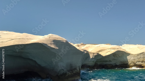White rock formations of Sarakiniko beach on the island of Milos