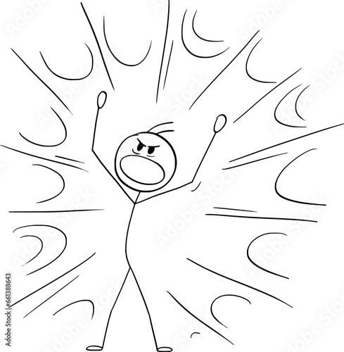 Person Showing Anger or frustration, Vector Cartoon Stick Figure Illustration