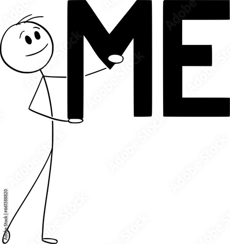 My Ego and Me, Vector Cartoon Stick Figure Illustration