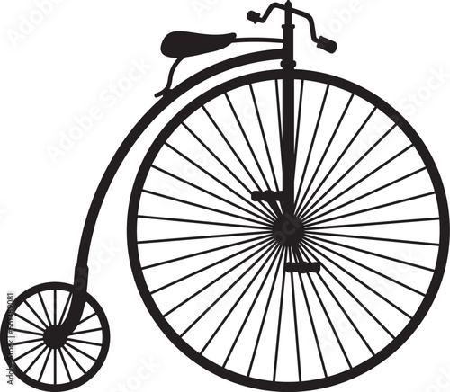 Penny - Farthing or High Wheel Bicycle. Vector Illustration. photo