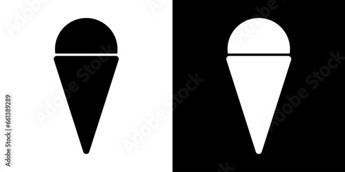 Ice cream line sign. Waffle cup ice cream illustration. Vector icon frozen dessert.