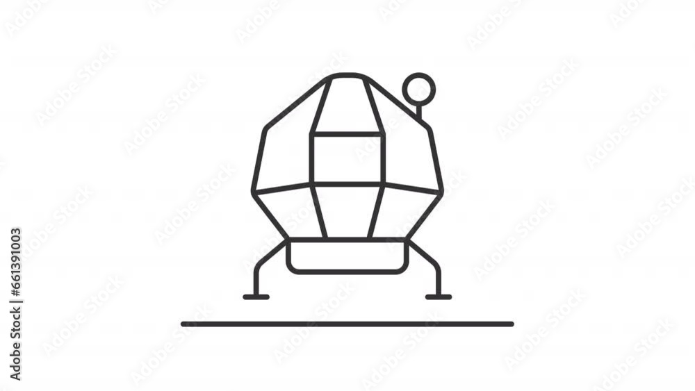 2D black thin line animation of planet lander, HD video with transparent background, seamless loop 4K video representing space. 2D black thin line animation of planet lander, HD video with transparent background, seamless loop 4K video representing space.