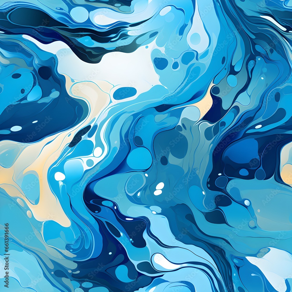 Seamless pattern of acryl pouring blue color tones. Generative AI Seamless pattern of acryl pouring blue color tones. Generative AI