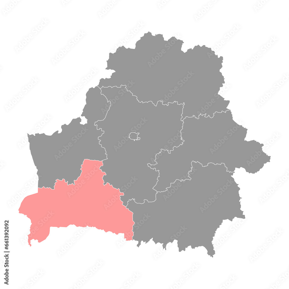 Brest region map, administrative division of Belarus.