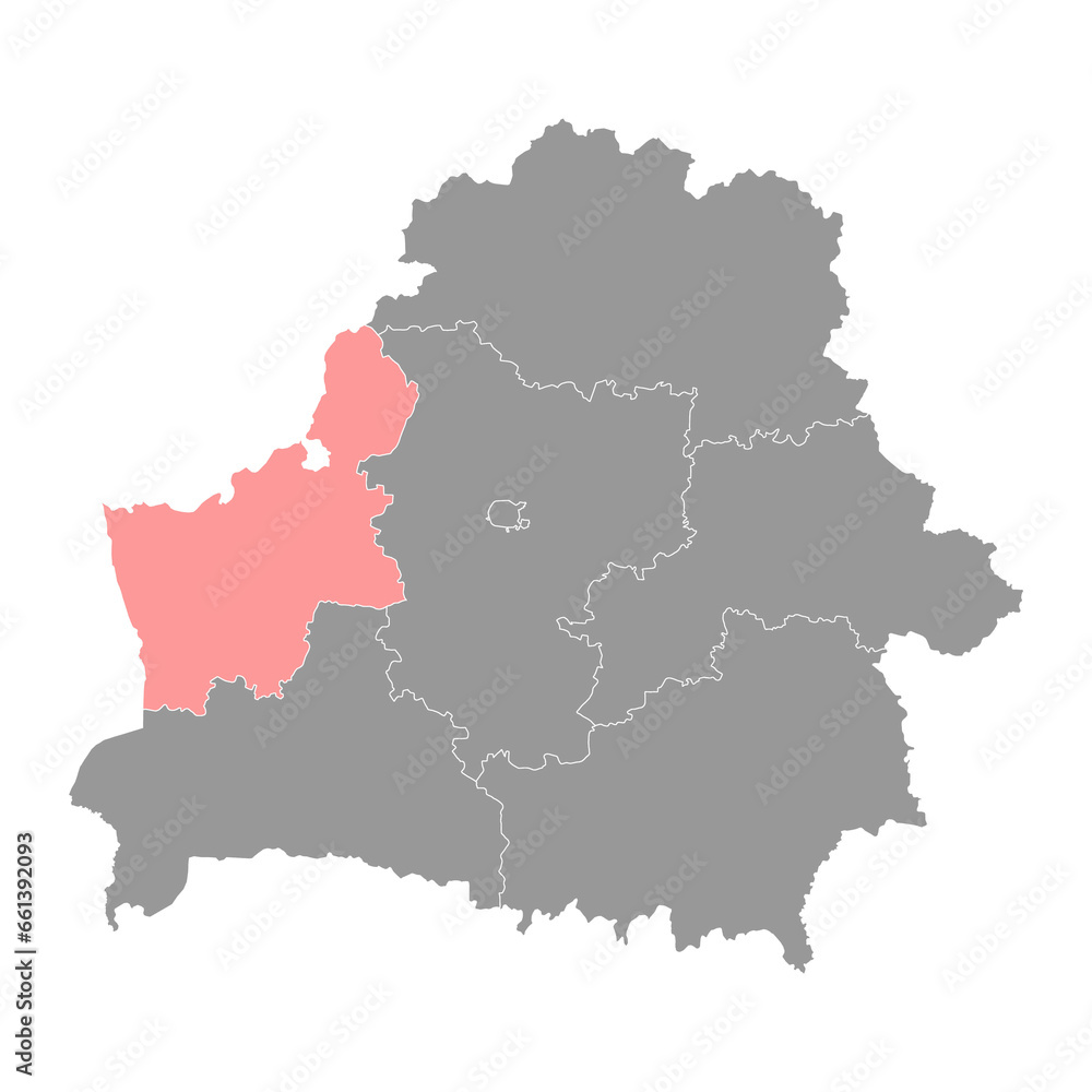 Grodno region map, administrative division of Belarus.