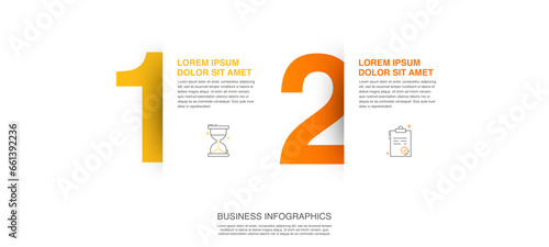 Modern vector flat illustration. Line infographic numbers template with two elements, icons. Timeline designed for business, presentations, web design, interface, diagrams with 2 steps