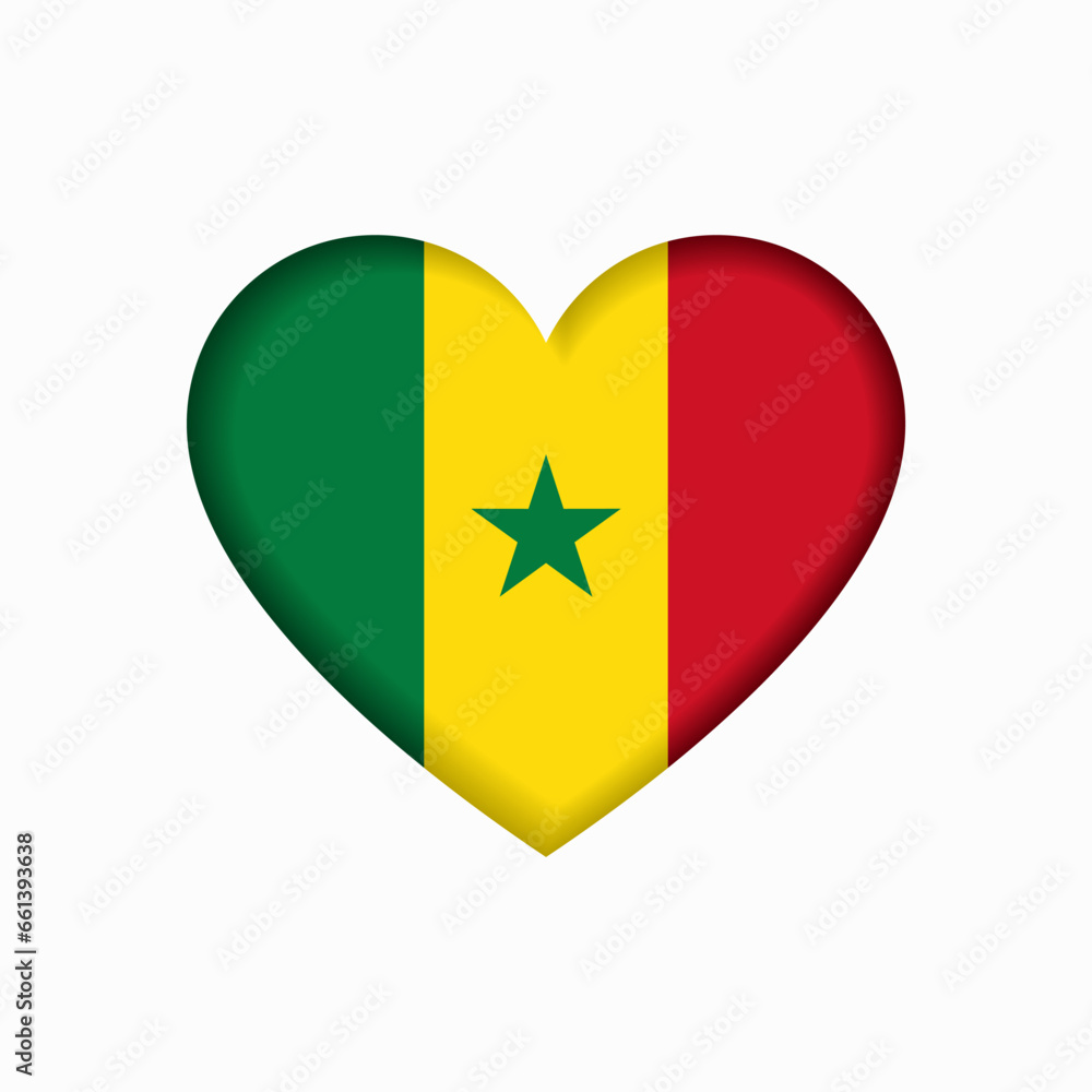 Senegalese flag heart-shaped sign. Vector illustration. Senegalese flag heart-shaped sign. Vector illustration.