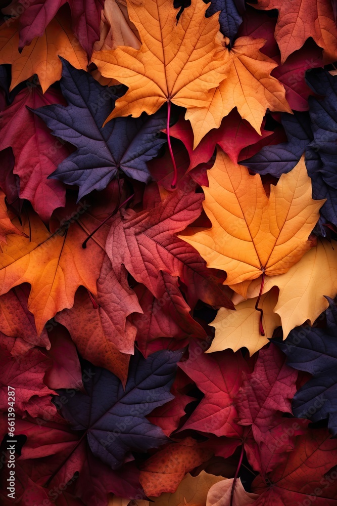 Vibrant Autumn Leaf Tapestry: Nature's Colorful Transition Captured in Detail. Generative AI Vibrant Autumn Leaf Tapestry: Nature's Colorful Transition Captured in Detail. Generative AI