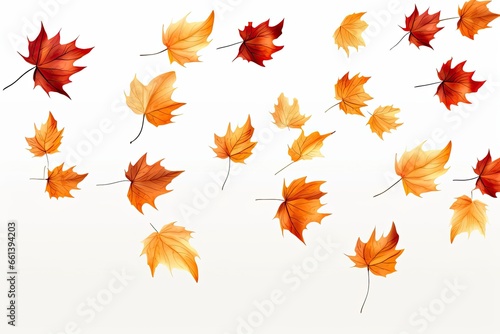 Floating Autumn Leaves: A Serene Dance of Seasonal Hues and Delicate Patterns. Generative AI