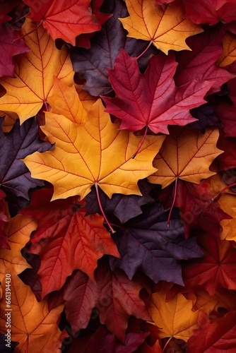 Vibrant Autumn Leaf Tapestry  Nature s Colorful Transition Captured in Detail. Generative AI
