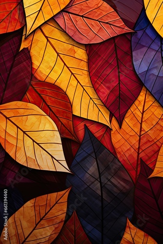 Vibrant Autumn Leaf Tapestry: Nature's Colorful Transition Captured in Detail. Generative AI