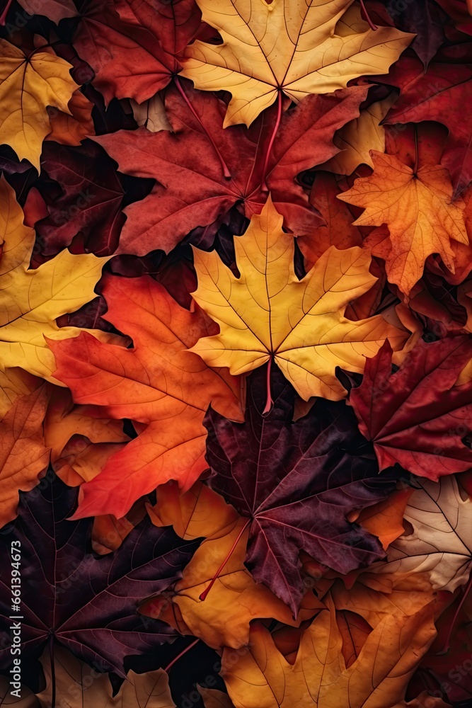 Vibrant Autumn Leaf Tapestry: Nature's Colorful Transition Captured in Detail. Generative AI Vibrant Autumn Leaf Tapestry: Nature's Colorful Transition Captured in Detail. Generative AI