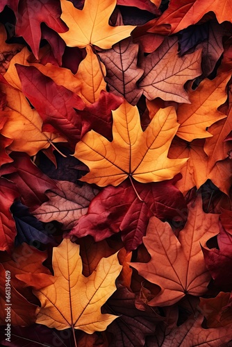 Vibrant Autumn Leaf Tapestry  Nature s Colorful Transition Captured in Detail. Generative AI