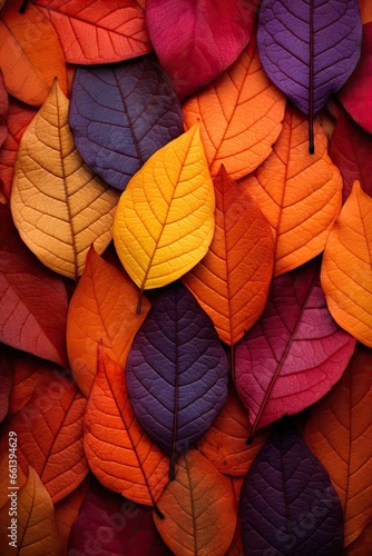 Vibrant Autumn Leaf Tapestry  Nature s Colorful Transition Captured in Detail. Generative AI