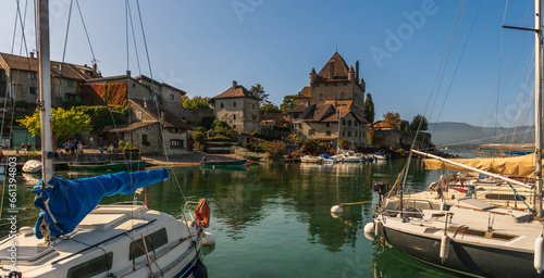 Yvoire castle, and the small port, on Lake Geneva, in Haute-Savoie, France